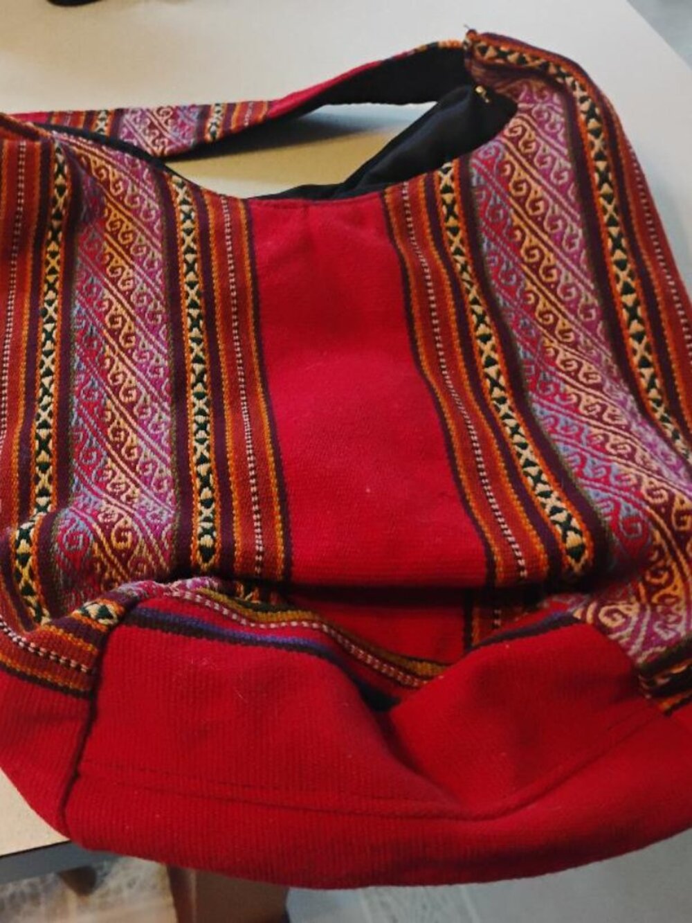 Woven Andean style hobo purse